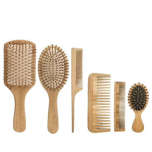 Cushion Hair Brush for Massage Custom Logo Wide Tooth Bamboo comb hair comb set